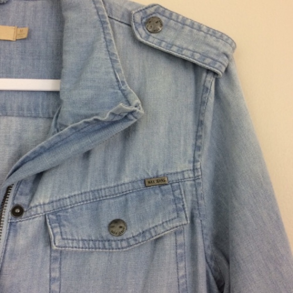 Max Studio Chambray Utility Anorak Jacket Jeans - Picture 4 of 7